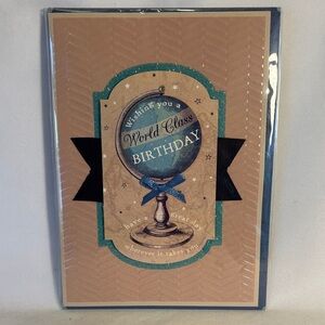 NWT BURGOYNE World Class Birthday Card - Blue and Tan- 5X7